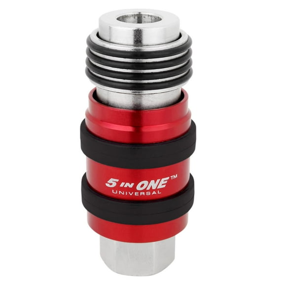 Milton 5 in One Universal Quick Connect Industrial Coupler S-1750 - 1/4" FNPT, Red