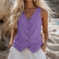 thumbnail image 5 of cocolona Womens Summer Linen tank Tops Dressy Casual Business Blouses V Neck Sleeveless Button Solid Color Shirts, 5 of 5