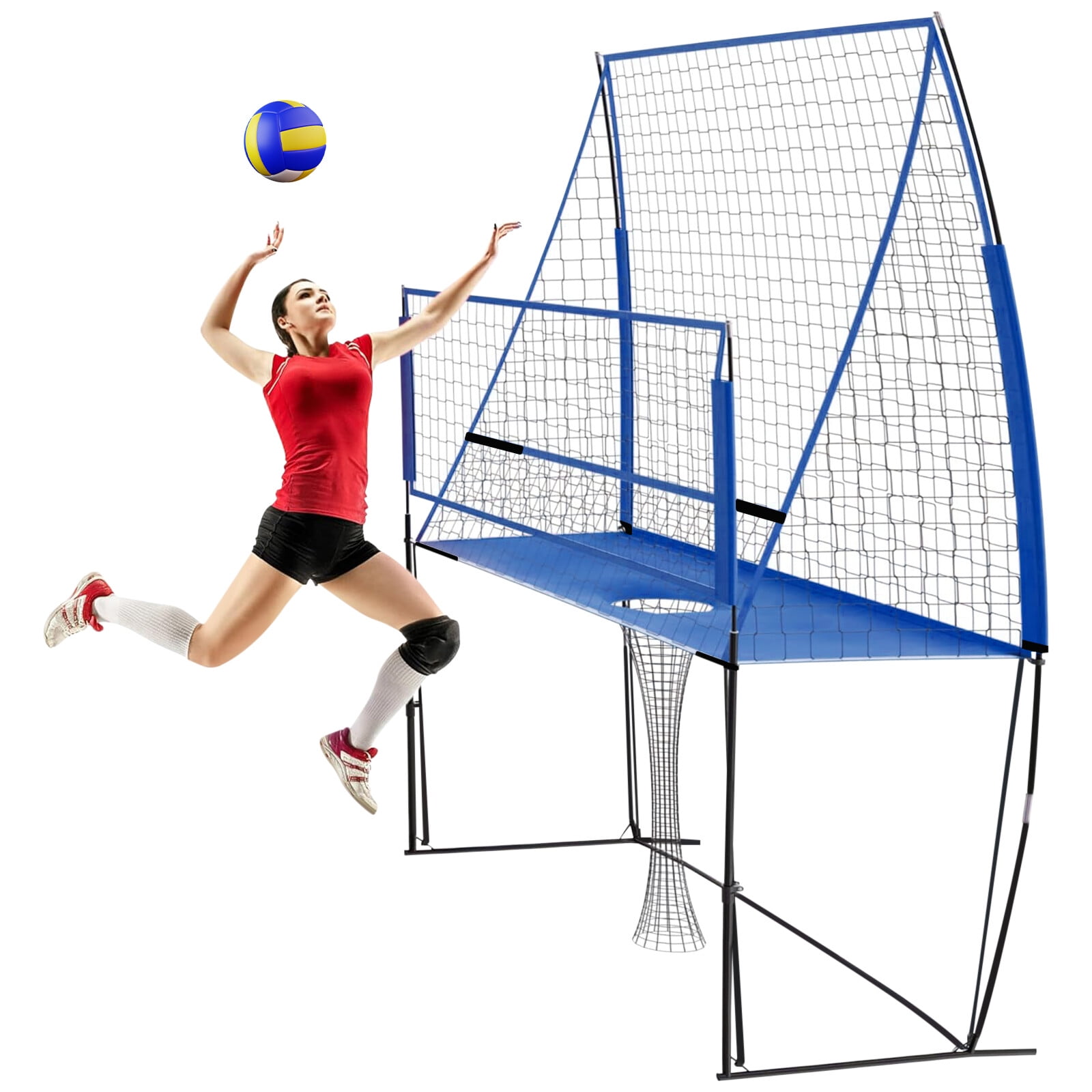 Volleyball Spike Trainer for Indoor and Outdoor - Volleyball Training Equipment Net, 8 X 11 FT Adjustable Volleyball Practice Net Station, , Perfect for Team or Solo Training, Home Volleyball Net