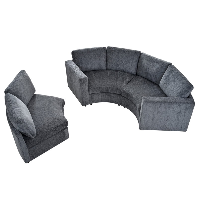 109.4" Curved Modular Sectional Sofa, 3-Seat Semi-Circular Chenille Couch, Deep Seat Modern Half Round Sofa with Soft Upholstery, Solid Pine Wood Frame for Living Room & Apartment