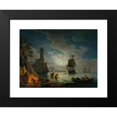 thumbnail image 2 of Claude-Joseph Vernet 14x11 Black Modern Framed Museum Art Print Titled - A Harbor in Moonlight (1714-1789), 2 of 5