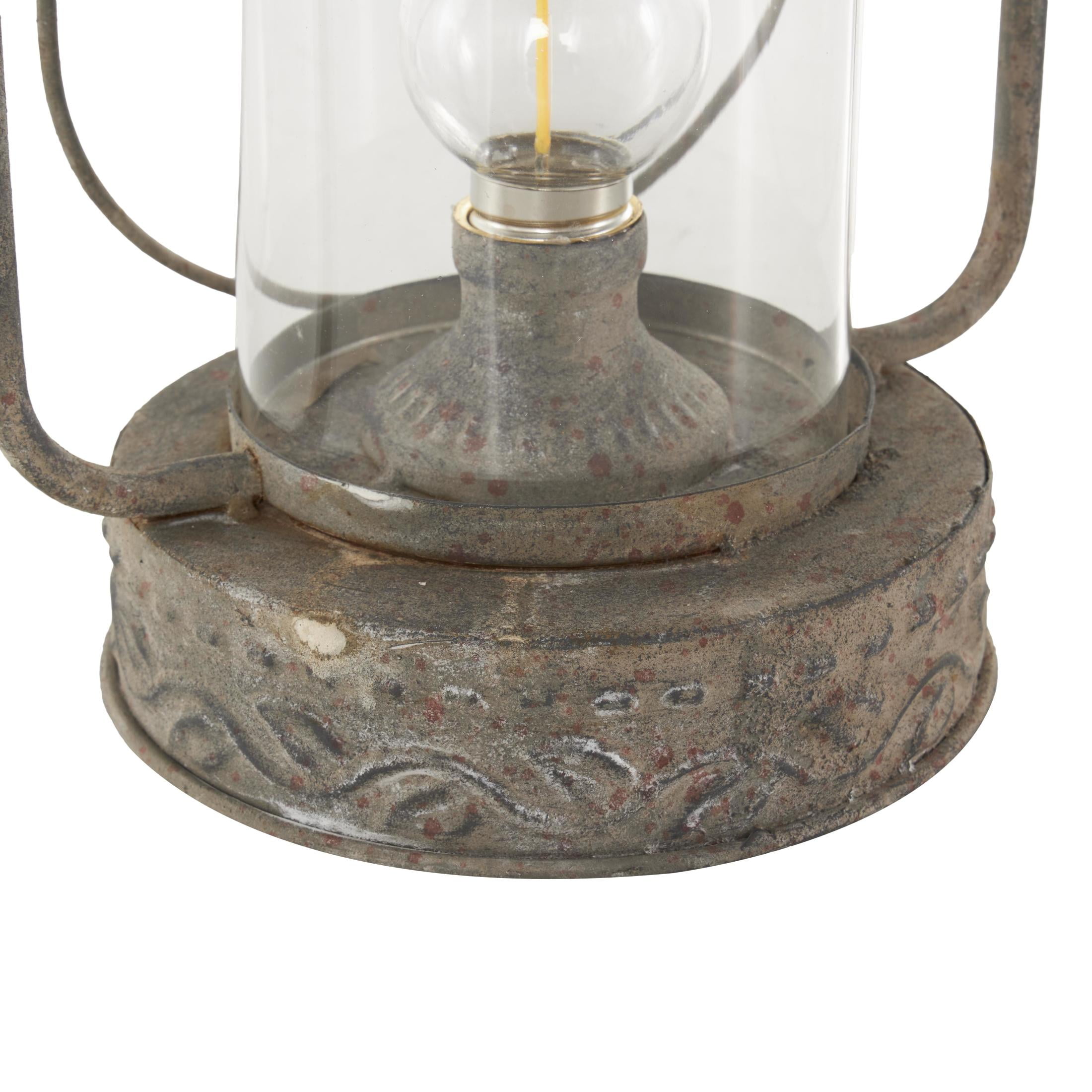 DecMode Bronze Metal Leaf Decorative Candle Lantern with Red Accents and Handle