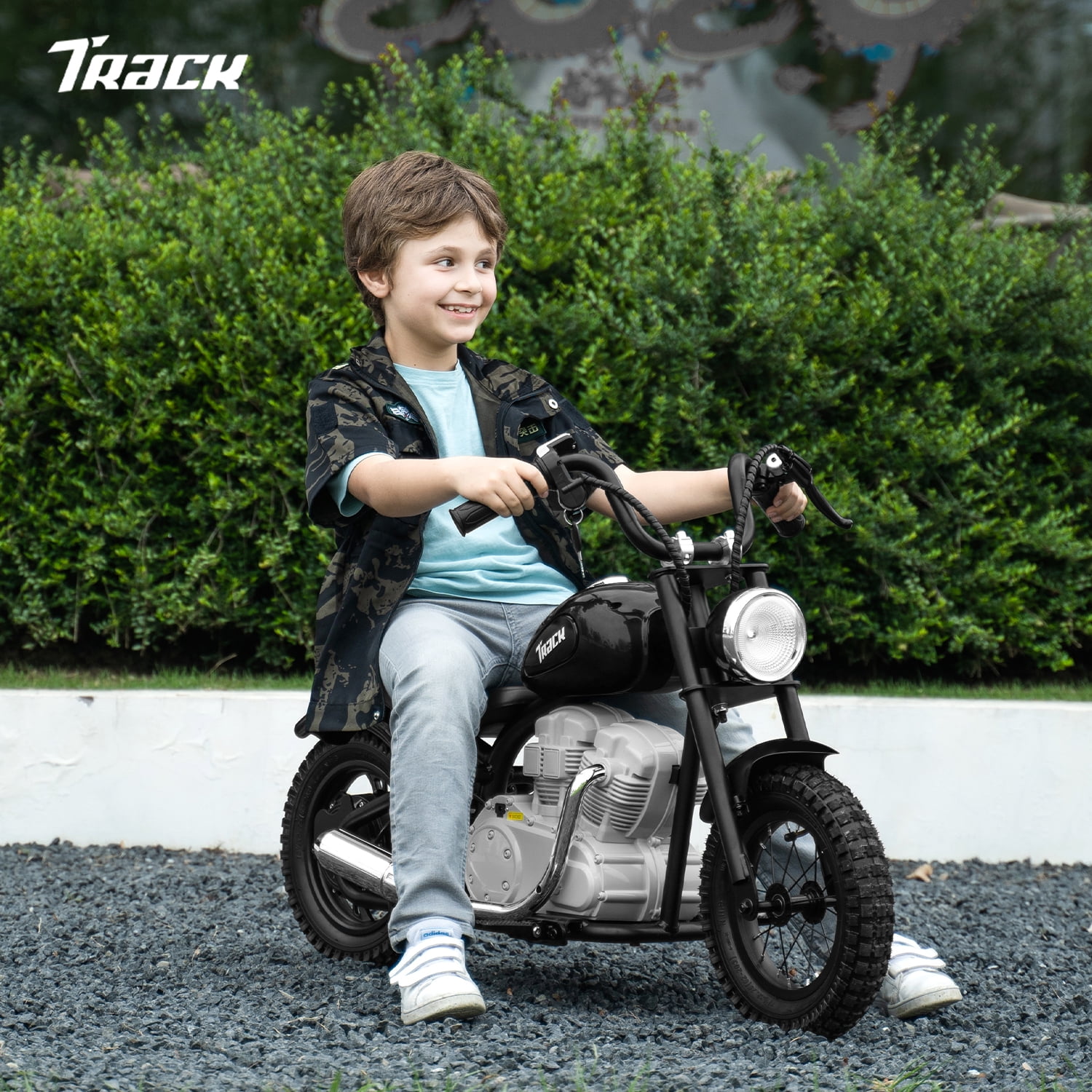 Track 7 36V Electric Dirt Bike for Kids, 350W Ride on Motorcycle with Twist Grip Throttle, Key Start, Speed up to 15 mph, Age 8+, Black