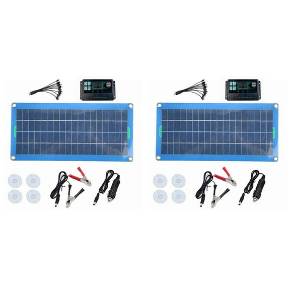 2X 300W Solar Panel 12V 5V Dual USB Controller Waterproof Monocrystalin Solar Cells Battery Charger -100A