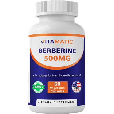 Vitamatic Berberine Supplement 500mg - 60 Vegetable Capsules - Made in The USA - Gluten Free - Non-GMO