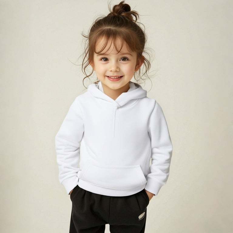 Girls Hoodie Kids White Hoodies Casual Long Sleeve Sweatshirts