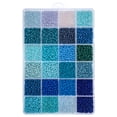 thumbnail image 1 of 12500pcs John Bead Assorted Glass Seed Beads 8/0, 24 Colors Blue Palette Round Bead for DIY Crafts Jewelry Making Bead Box, 1 of 7