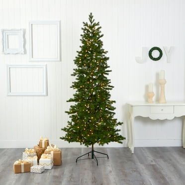 Nearly Natural Clear Prelit Led Green Decorated Fir Christmas Tree 7 5 Walmart Com