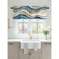 thumbnail image 2 of Valances for Windows Blue Brown Rod Pocket Cafe Window Treatments Valance Curtains for Kitchen Bathroom Laundry Basement Windows 56"x16", 2 of 9