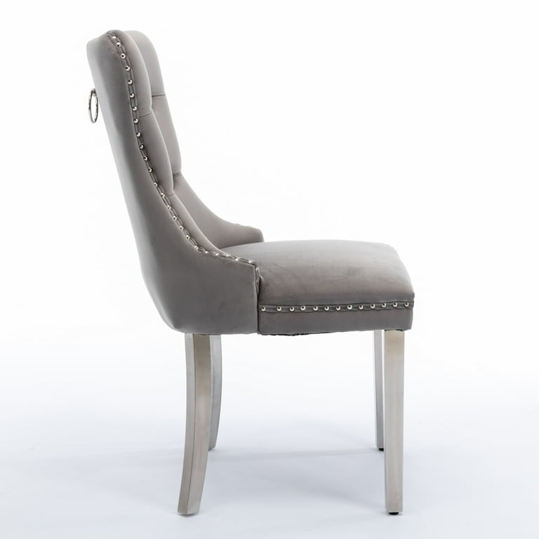 Gray velvet best sale side chair