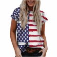 thumbnail image 2 of Lenago Hauts d'Été Grande Taille pour Femmes Mode Décontractée Blouse Ample Jour de l'Indépendance Impression Drapeau Col Rond T-Shirt Chemises Blouse Imprimée Tee Tenues du 4 Juillet pour Femmes, 2 of 9