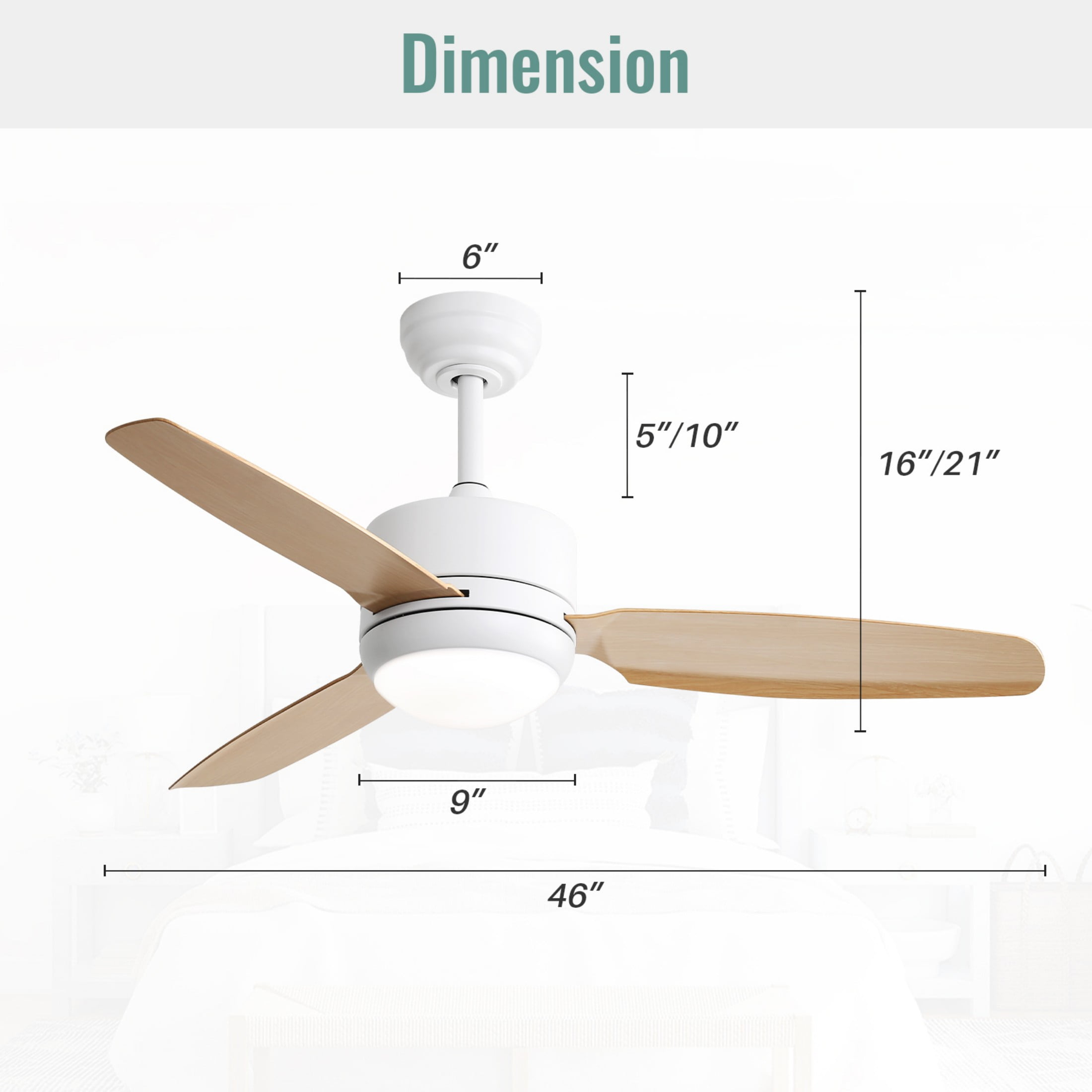 Sofucor 46 inch Ceiling Fans with Lights and Remote,Flush Mount,Modern,Low Profile
