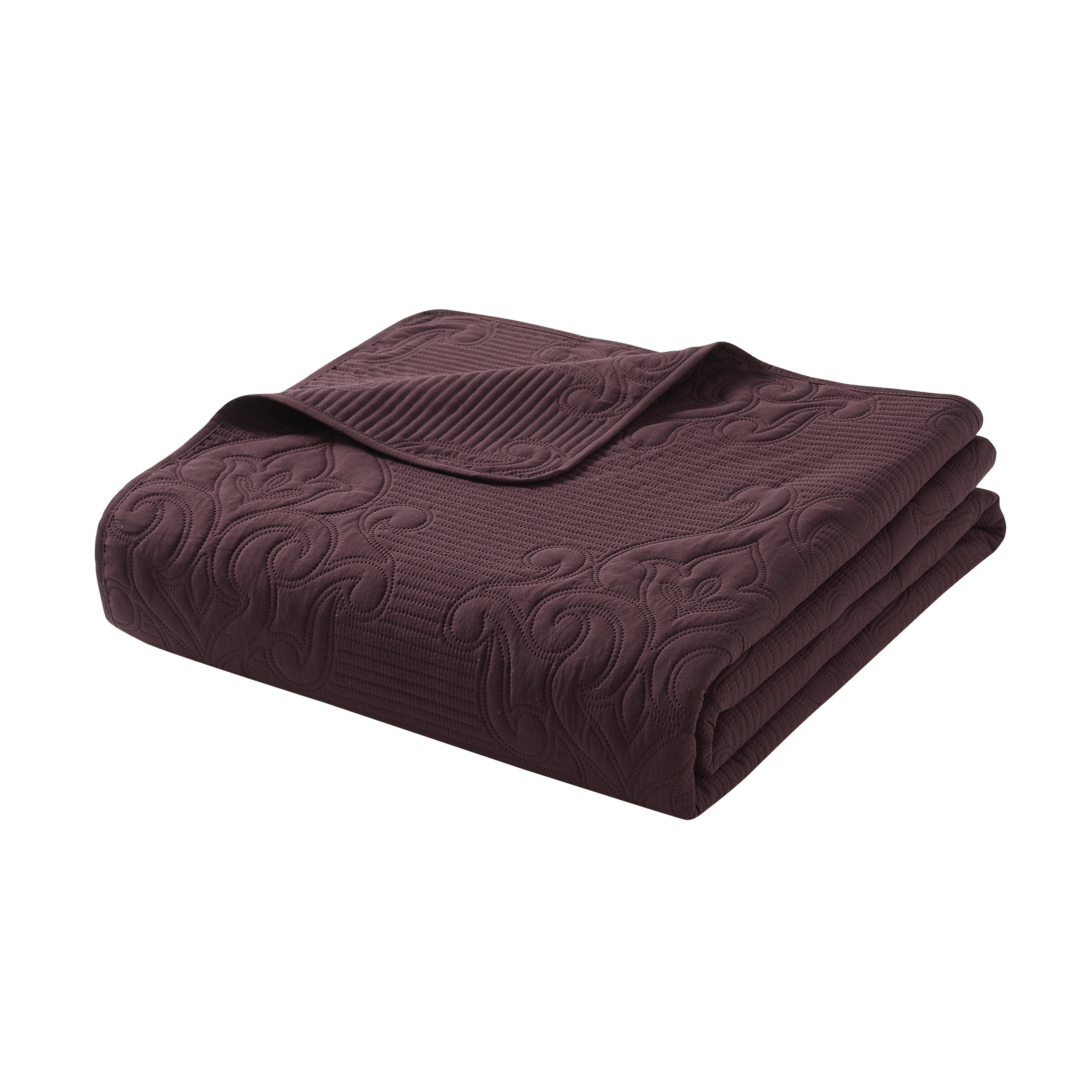 VCNY Home Solomun 3-Piece Maroon Pinsonic Damask Quilt Set, King, Adult, Unisex