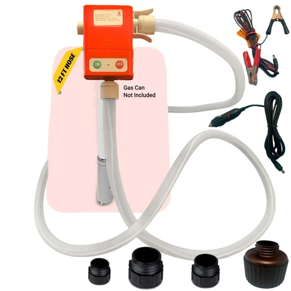 PumpMatic Super Gas Pump – 12ft Hose Battery-Powered Electric Fuel Transfer Pump with Auto-Stop Sensor for Gas, Diesel, Kerosene, and More – Model SLGP12R