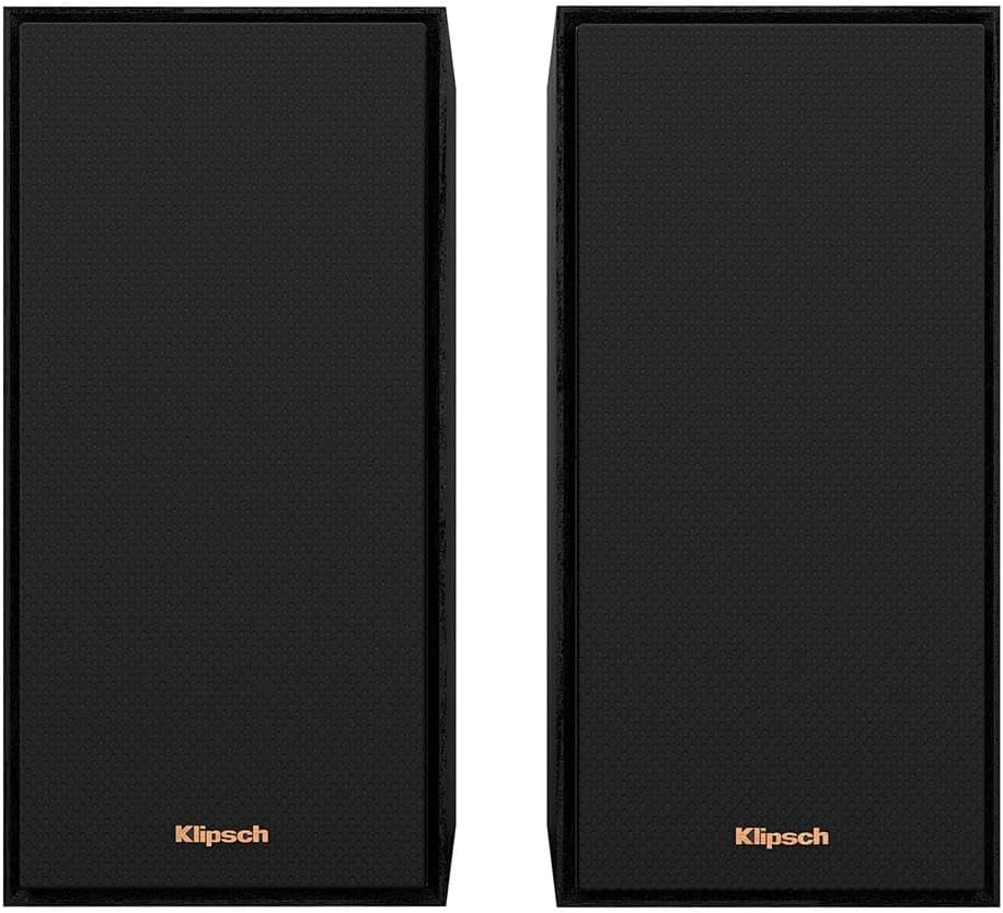 Klipsch Reference R-40PM Powered Bookshelf Speakers with Bluetooth, Modern Appearance, Black - Pair