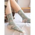 thumbnail image 4 of Calcetines tobilleros de algodón con volantes y estampado floral rosa vintage para mujer, 5 pares, transpirables y cómodos de usar durante todo el día, 4 of 5
