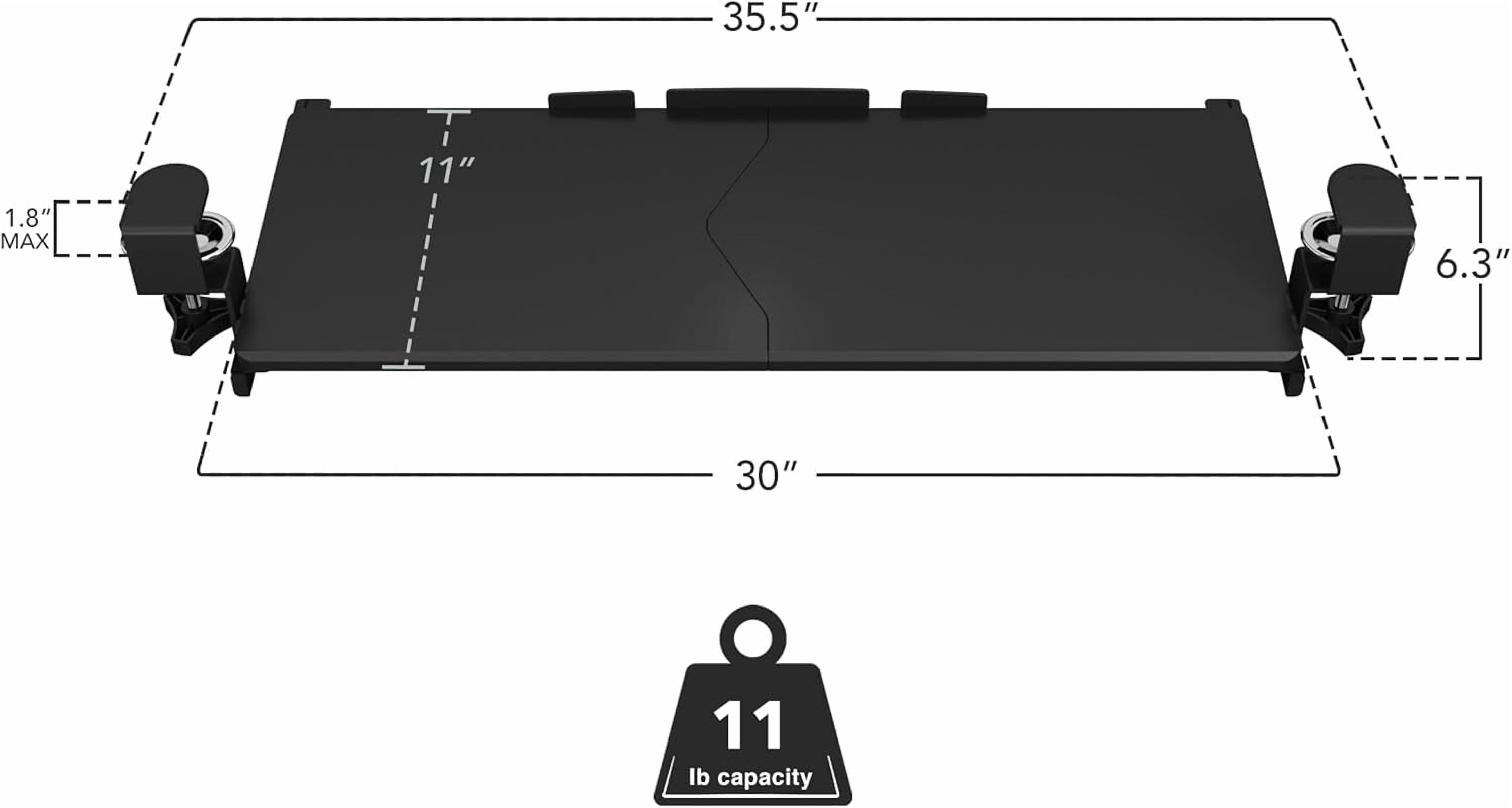 30” Extra-Wide Clamp-On Under Desk Keyboard Tray, Large Slide-Out Keyboard Drawer for Desk, Ergonomic Pull-Out Platform with Smooth Gliding Tracks, No-Drill C-Clamp Mount