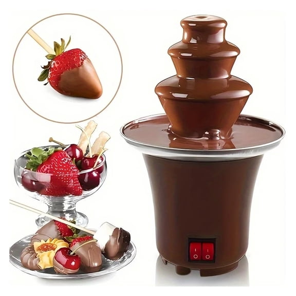 Electric Chocolate Fondue Fountain 3-Layer DIY Waterfall Melts Chocolate Butter Cheese Machine