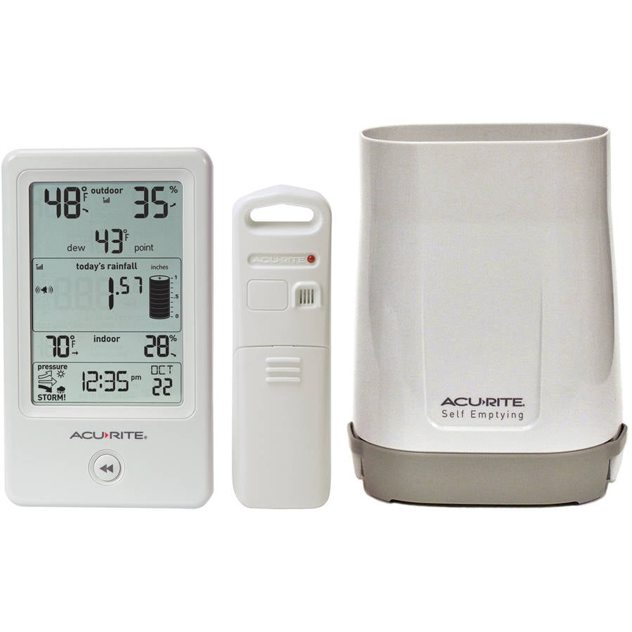 AcuRite Digital Rain Gauge with Temperature and Humidity Sensor by