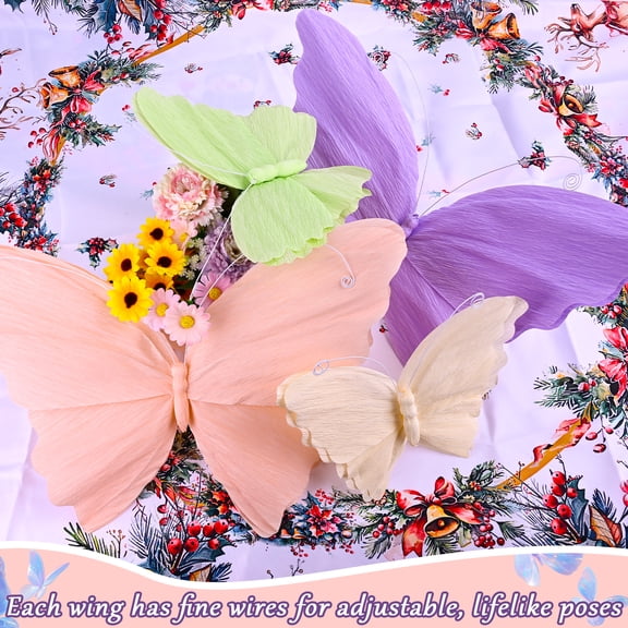 Hanging Butterfly Party Decorations, 4 Pcs 3D Giant Paper Butterflies Wall Decor for Wedding, Baby Shower, Birthday Party, Nursery Room Decor, Spring Garden Theme Event