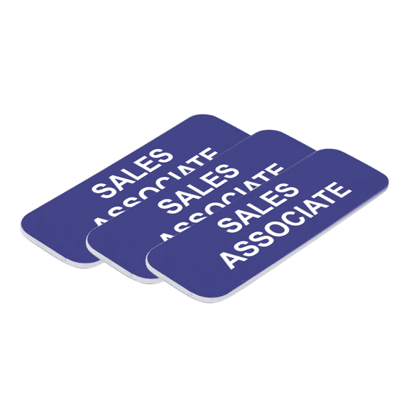 Sales Associate 1 x 3" Name Tag/Badge, Blue, (3 Pack)