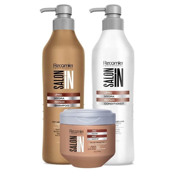 Recamier Professional Salon In  Pro Hydra Repair Hair 3 pack kit - Shampoo 33.8oz   Conditioner 33.8oz   Deep Treatment 10.58oz