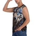 thumbnail image 3 of Lsque Vintage Blue Floral Wolf Print Men's Cotton Blend Sleeveless Muscle Shirts (S-3XL)- Moisture Wicking, Odor Protection, UPF 30+,X-Large, 3 of 8