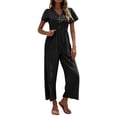 thumbnail image 1 of YDLCAFD Combinaison Courte Décontractée à Manches Courtes et Jambes Larges pour Femmes, 1 of 4