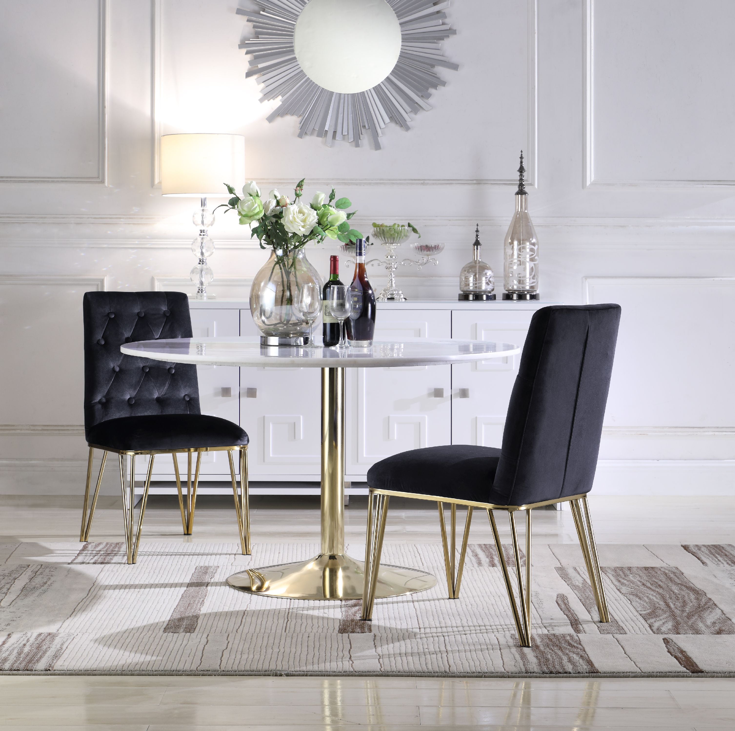 Chic Home Tate Velvet Upholstered Dining Chair Grey Set of 2