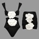 thumbnail image 1 of Augper Women Sexy Swimming Suit Floral Decoration Long Sleeved Strapless Solid Color Swimsuit Skirt Set Two-Piece Set, 1 of 6