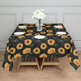 thumbnail image 3 of Black Green Leaf Sunflower Pattern Square Tablecloth,Waterproof Square Table Cover,Wipeable Spillproof Washable Table Cover for Home Kitchen Party Decor 60"x60"(152x152cm), 3 of 6