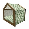 thumbnail image 2 of Leaf Pet House, Tropical Leaf of Palm Tree Livistona Rotundifolia Island Jungle Foliage, Outdoor & Indoor Portable Dog Kennel with Pillow and Cover, 5 Sizes, Green Pale Green White, by Ambesonne, 2 of 5