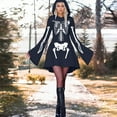 thumbnail image 2 of FEIFLY Women's Halloween Skeleton Print Hooded Dress O-Neck Long Sleeved Long Dresses Holiday Clothing, 2 of 8