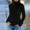 thumbnail image 2 of Curuila Women Turtleneck Sweater Knitted Solid Color Long Sleeve Fashion Thick Slim Fit Autumn Winter Pullover Black Size 3Xl, 2 of 5