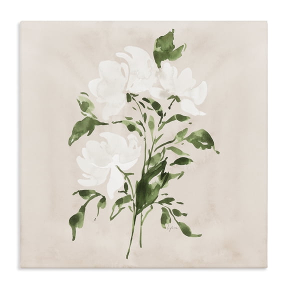 Stupell Industries Eclectic White On Tan Blossom Canvas Art, 17 x 17, by Lucille Price