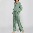 thumbnail image 2 of Going out Outfits Set Women's 2 Piece Outfits Loungewear Set Oversized Half Zip Sweatshirt Wide Leg Sweatpant Set Sweatsuit Tracksuit Casual Outfits 2024 S-185 Green L, 2 of 6