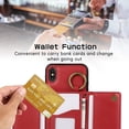 thumbnail image 6 of Wallet Function Case for iPhone XR with Shoulder Strap & Card Slot Holder & Ring Buckle & Magnetic Clasp, Premium PU Leather Flip Folio Zipper Purse Women Girls Phone Case, Red, 6 of 10