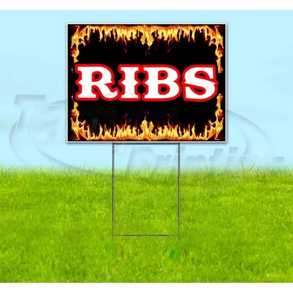 Ribs (18" x 24") Yard Sign, Includes Metal Step Stake