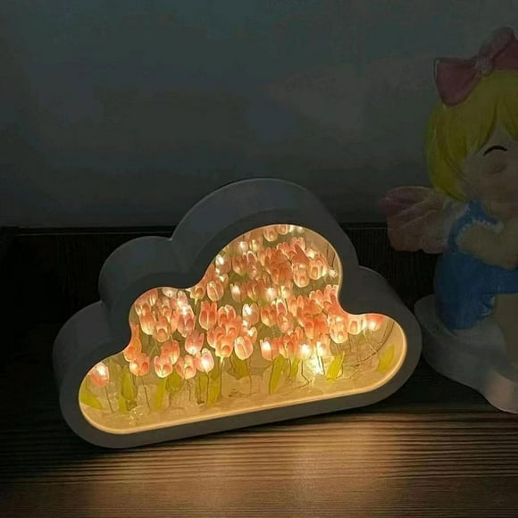 Tulip Flower Lamp, Cloud Mirror Lamp, Tulip Night Light Cloud Lamp Bedroom Decor Table Lamp Dining Table Lighting Decoration Room Decoration for Teen Girls