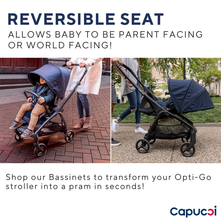 Capucci Opti Go Compact Reclining Stroller Self Standing One Hand Fold Lightweight Baby Stroller with Reversible Seat Car Seat Adapter Thyme