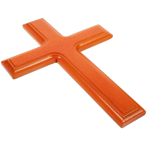 GOOHOCHY Wooden Wall Cross Pendant for Home and Church Decor Made from Rubber Wood Light Brown