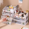 thumbnail image 5 of Caja de almacenamiento de escritorio para cosméticos, caja de almacenamiento a prueba de polvo para el hogar con cajón de múltiples capas, estante de almacenamiento con acabado transparente simple, 5 of 5