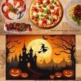 thumbnail image 2 of JOOCAR Halloween Castle and Pumpkins Linen Table Mats Set of 4 for Home Kitchen Table Decor 12x18 inch, 2 of 5