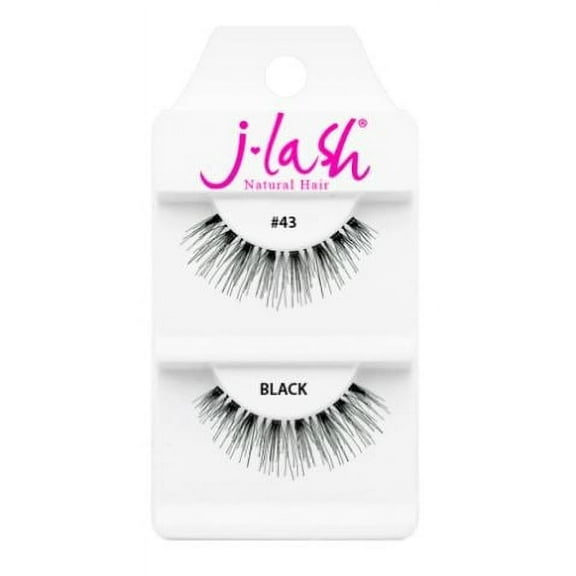 #43 Black , J Lash Daily Eyelashes, hair scalp beauty - Pack of 3 w/ Sleek 3-in-1 Comb/Brush