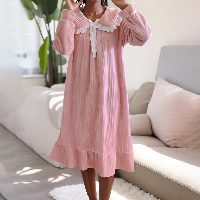 navy blue dress for baby girl Winter M-5XL Women Flannel Thermal Plus Size Pajamas Soft Plush Velvet  Sleepwear for Girl Pullover Thick Pijama Casual Nightwear main image 0