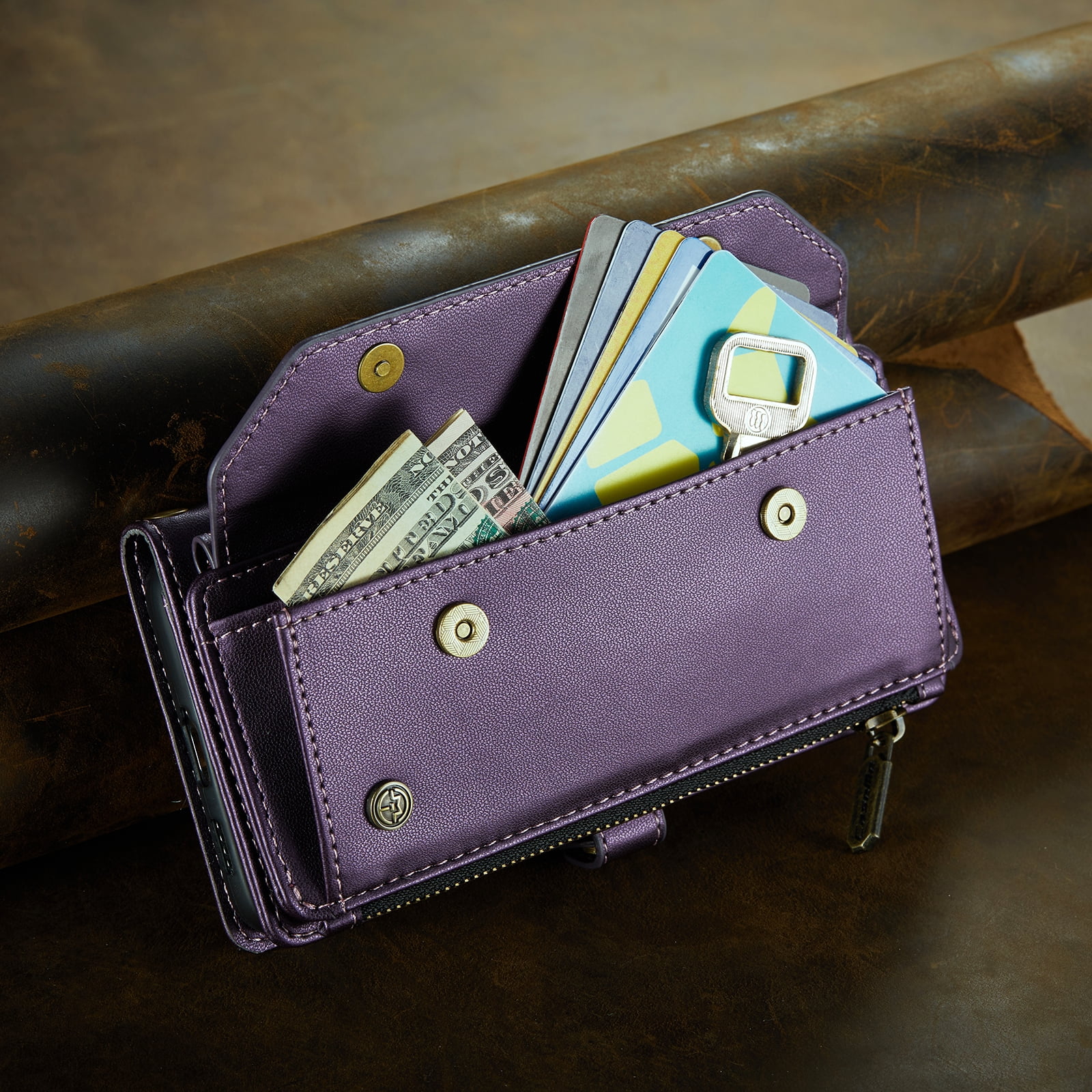 TECH CIRCLE Wallet Phone Case for Samsung Galaxy S24 (6.2") 2024 - Stylish Crossbody Phone Case with Shoulder/Wrist Straps, Lightweight PU Leather Cover with Card Slots & Pocket, Purple