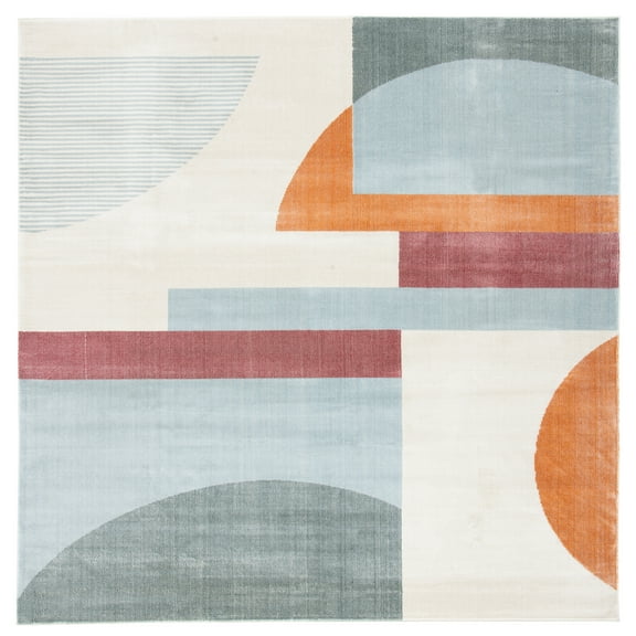 SAFAVIEH Orwell Hayden Abstract Area Rug, Ivory/Blue, 6'7" x 6'7" Square