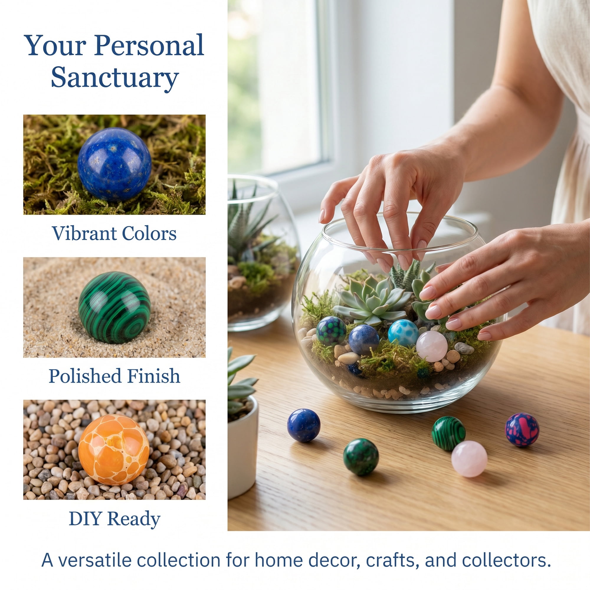 Unique Bargains Crystal Balls - 20 Pack Polished Gemstone Spheres and Orbs Multicolor 0.6"