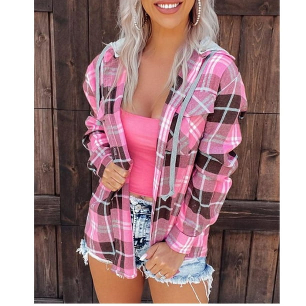 Pink plaid hotsell cardigan
