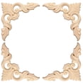 thumbnail image 4 of Uxcell 4Pcs Apliques de Madera Tallada, 12x12 cm/4.7x4.7 in Esquinas sin Pintar Decoraciones de Flores para Puertas, 4 of 6